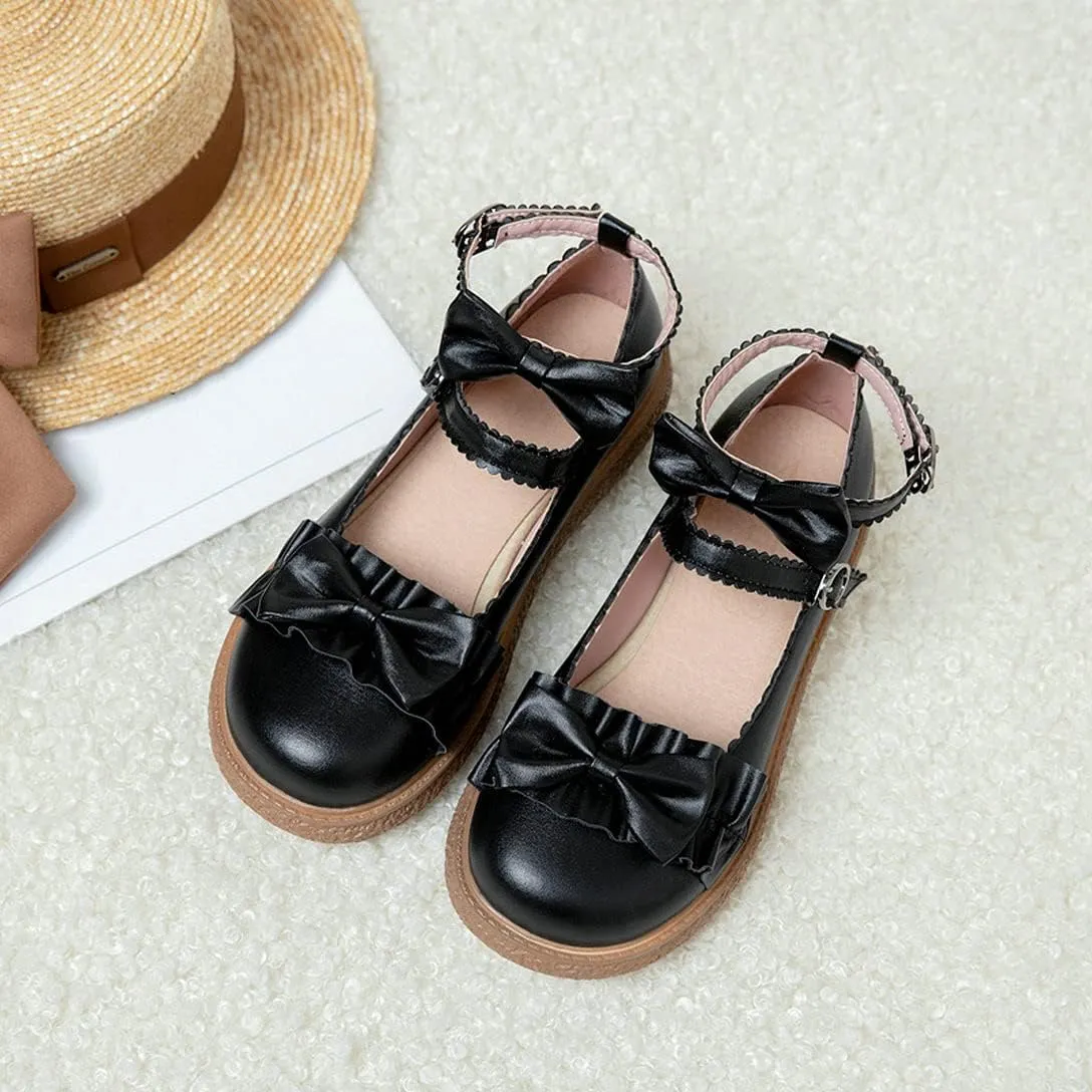 Alsoloveu Women Flats Mary Jane Cosplay Shoes Platform with Ankle Strap