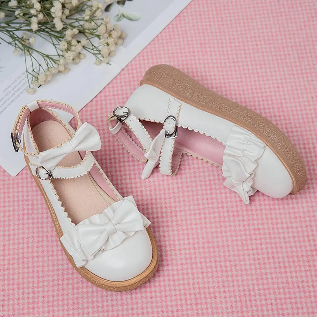 Alsoloveu Women Flats Mary Jane Cosplay Shoes Platform with Ankle Strap