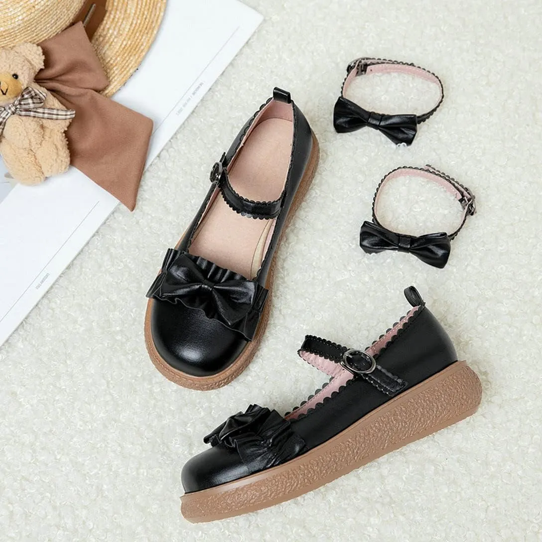 Alsoloveu Women Flats Mary Jane Cosplay Shoes Platform with Ankle Strap
