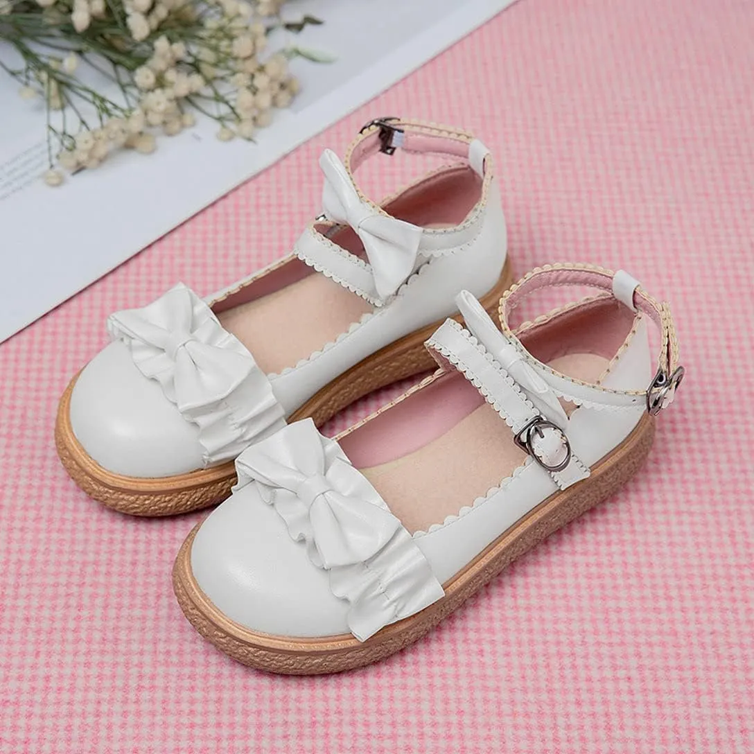 Alsoloveu Women Flats Mary Jane Cosplay Shoes Platform with Ankle Strap