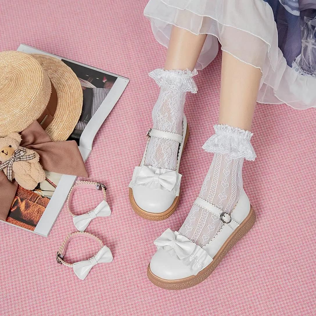 Alsoloveu Women Flats Mary Jane Cosplay Shoes Platform with Ankle Strap