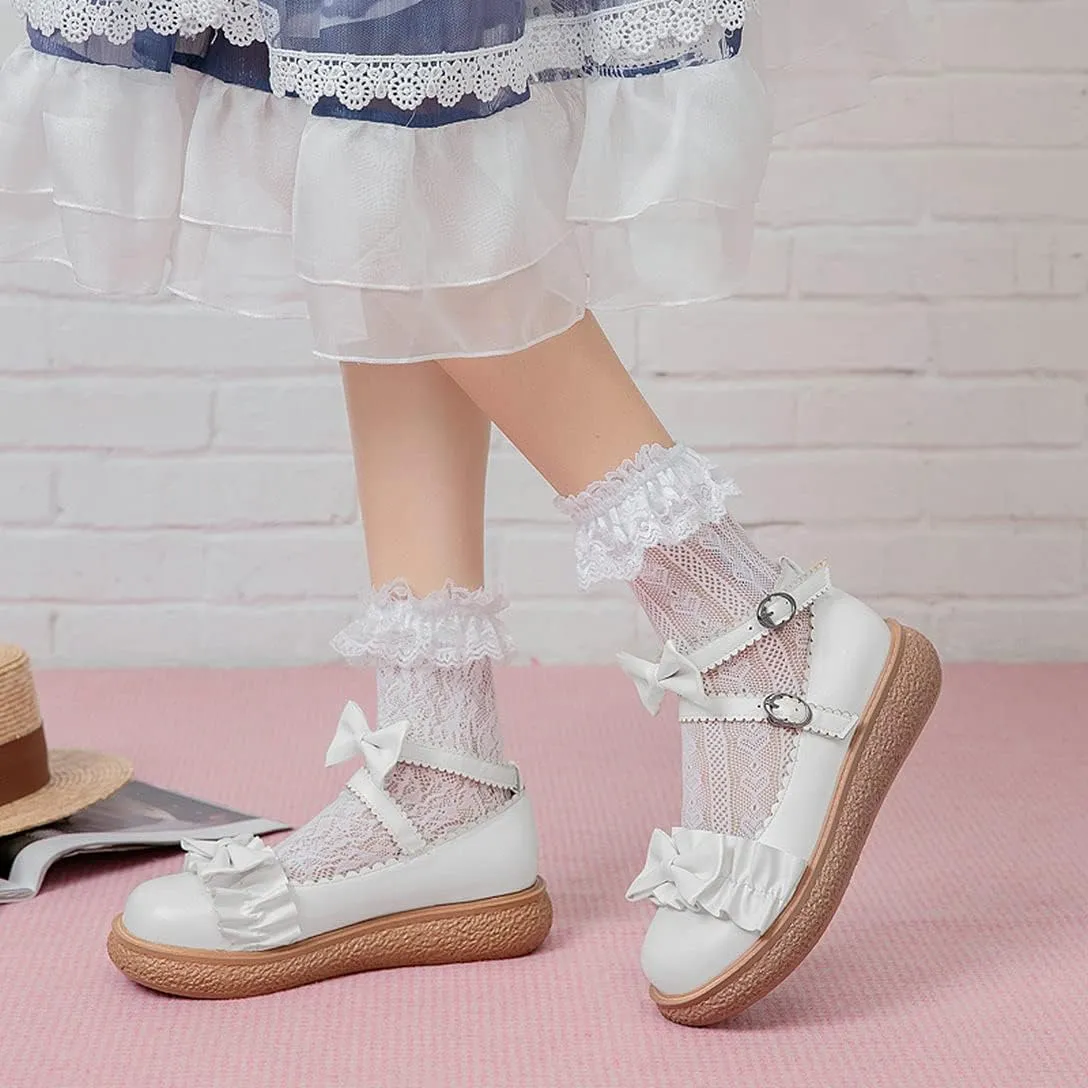Alsoloveu Women Flats Mary Jane Cosplay Shoes Platform with Ankle Strap