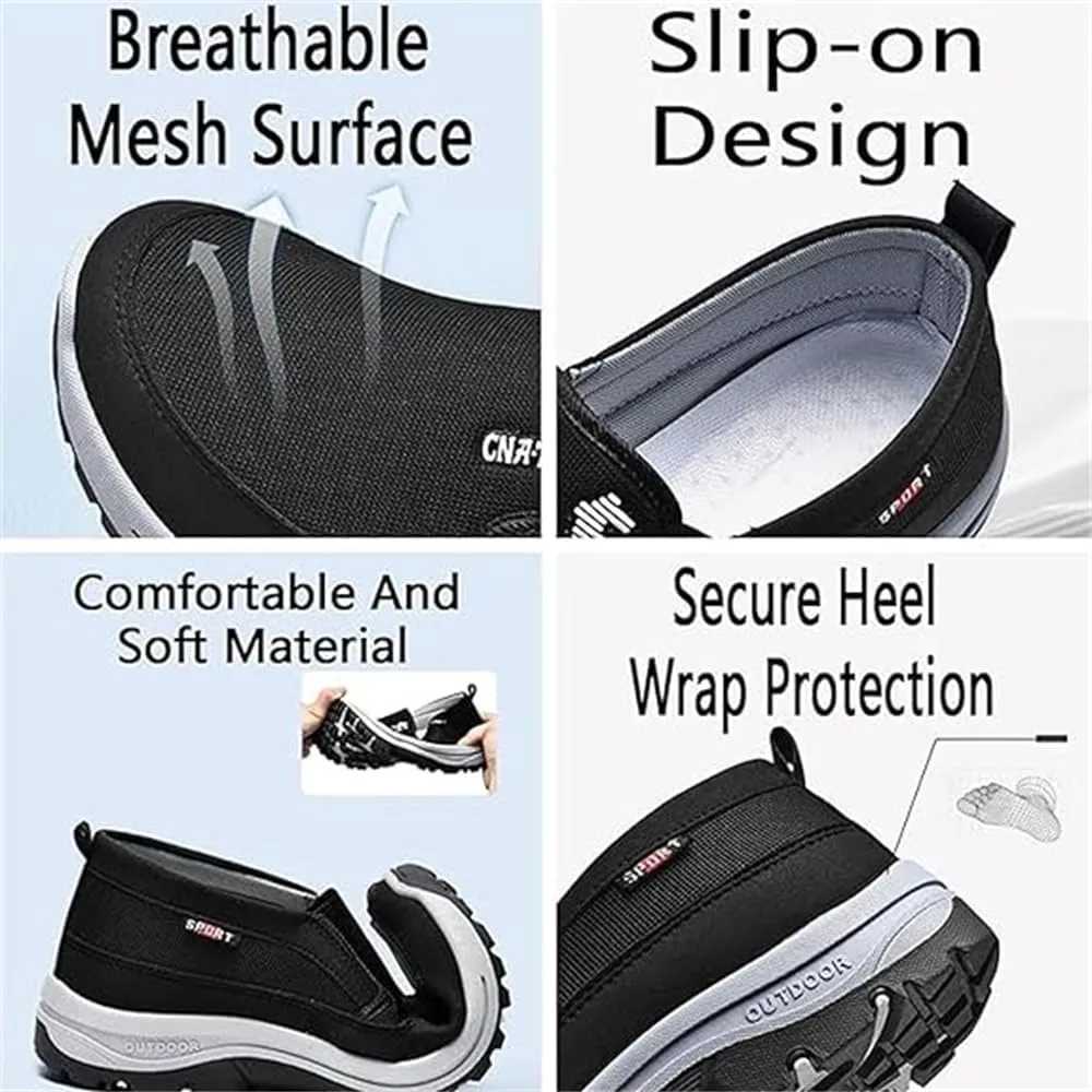 Auguscare Shoes Men, Mesh Breathable Comfort Non Slip Outdoor Flats Sneakers, Orthopedic Travel Plimsolls Slip-On Loafers