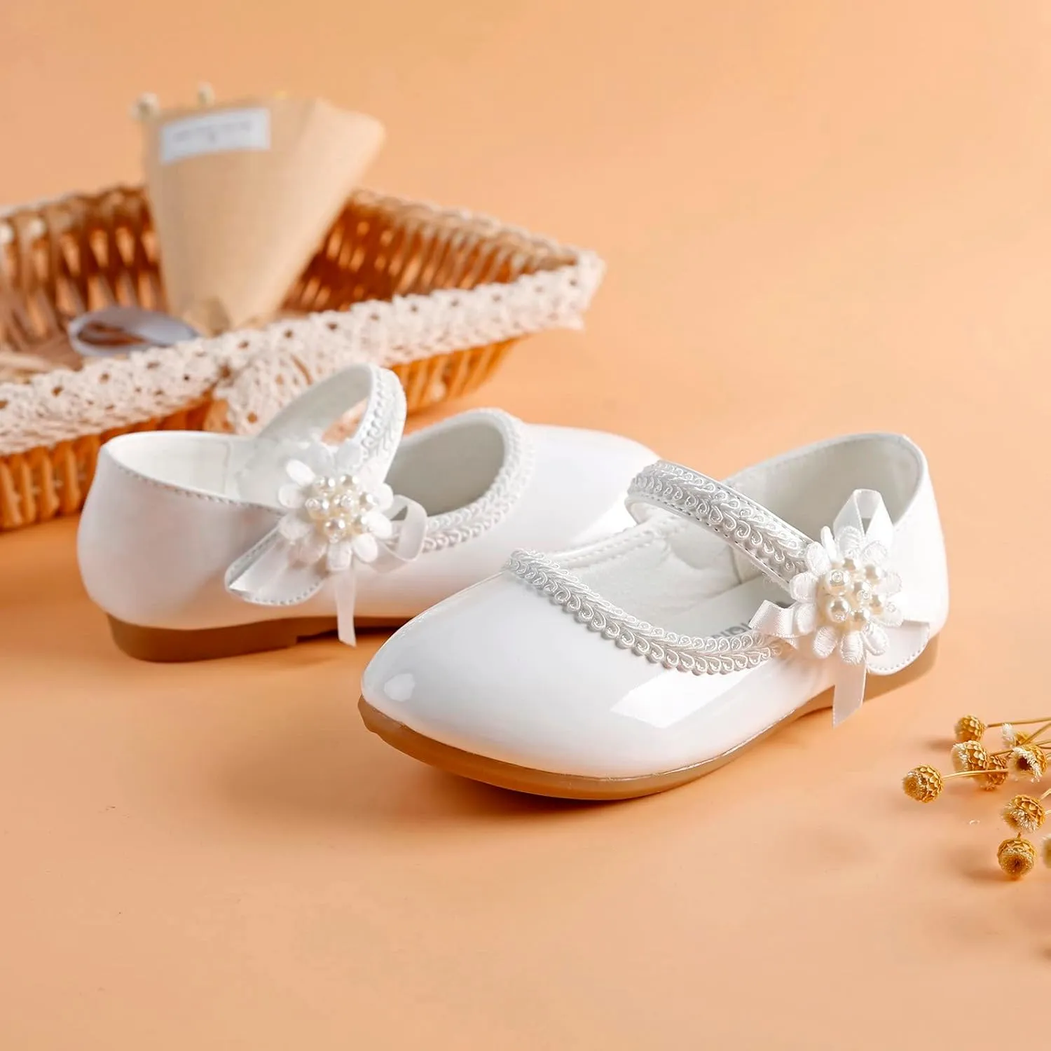 Baby Girls Dress Shoes Mary Jane Ballet Flats Flower Girl School Party Wedding Shoes Girls Slip On Walking Shoes