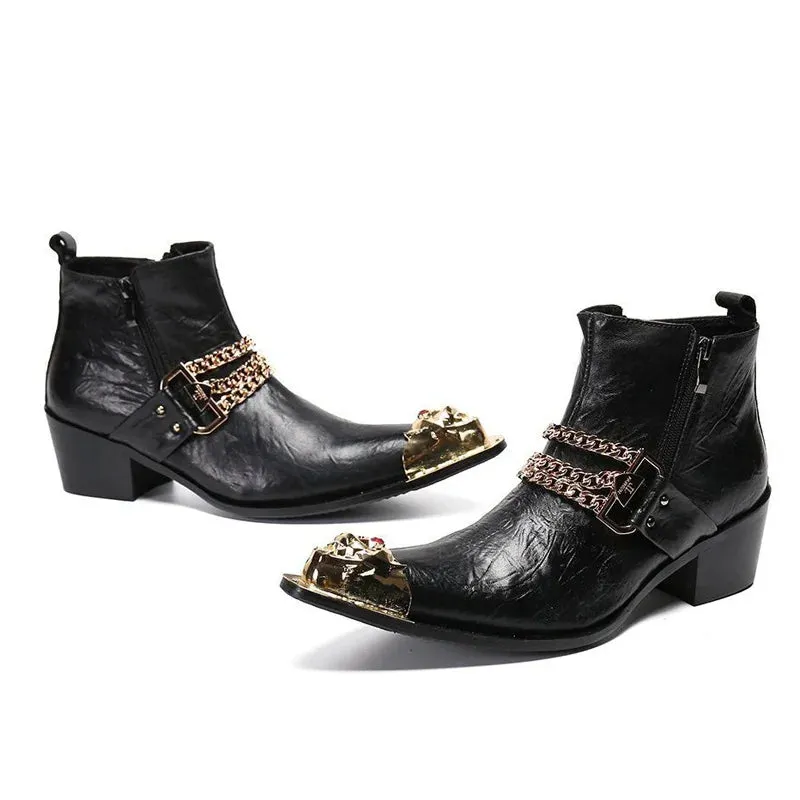 Black Gold Accent Chain Boots