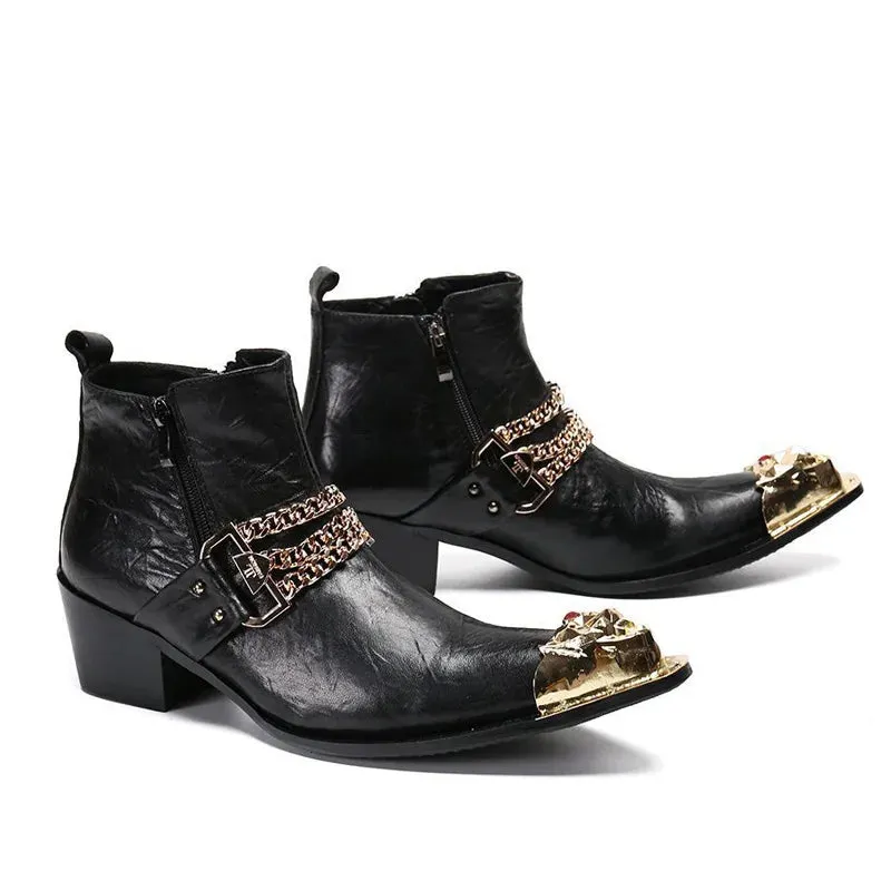 Black Gold Accent Chain Boots