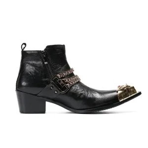 Black Gold Accent Chain Boots