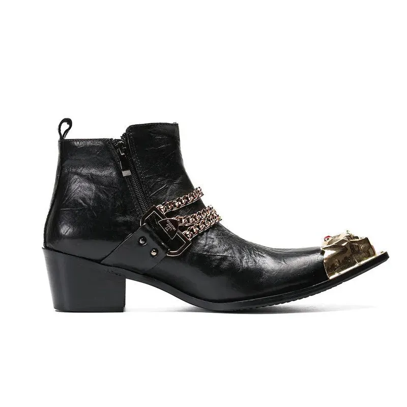 Black Gold Accent Chain Boots