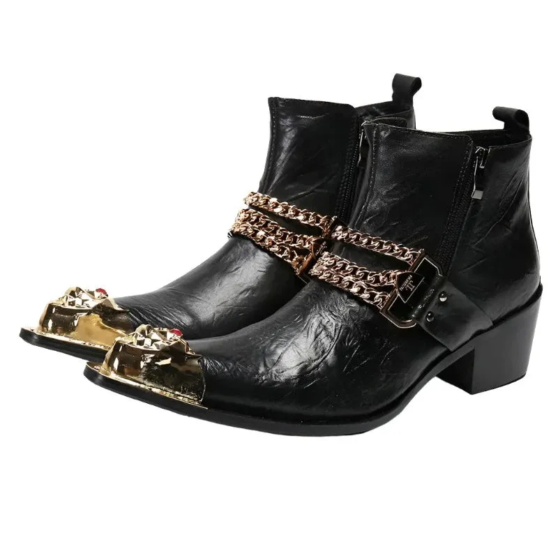Black Gold Accent Chain Boots