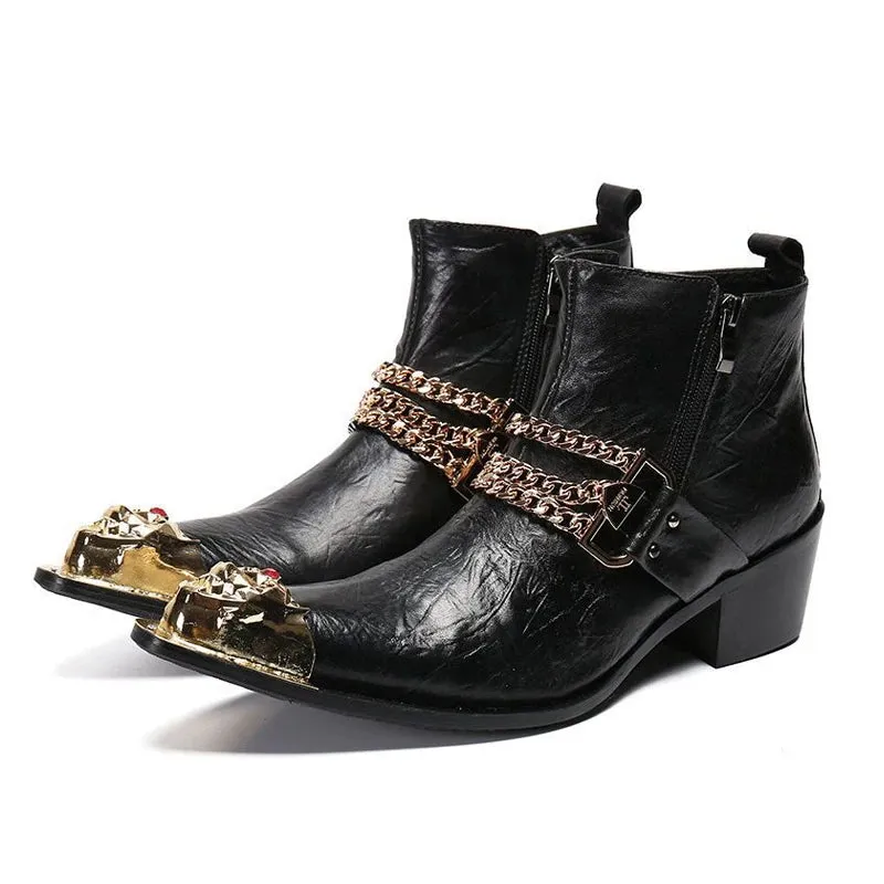 Black Gold Accent Chain Boots
