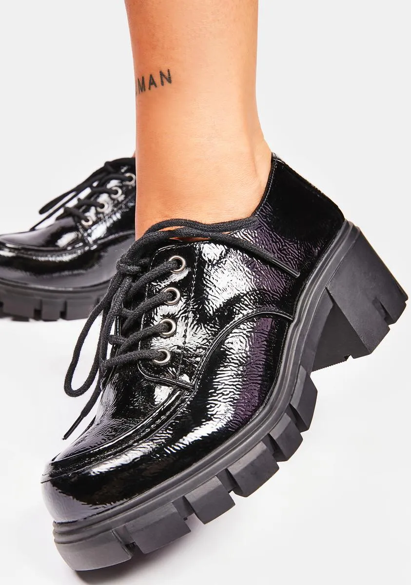 Black Patent Noyz Platform Oxfords