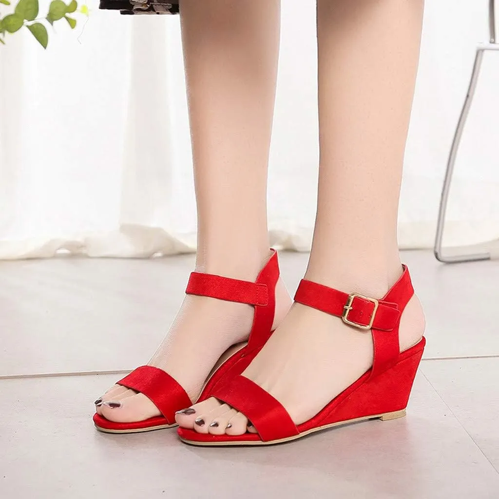 Black Sandals Women Wedge, Women's Ankle Strap Chunky Chunky Heel Sandals Block Open Toe Party Dress Shoes