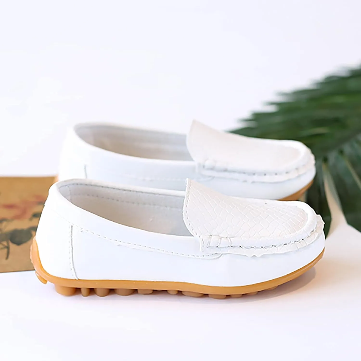 Boys Girls Loafer Shoes Soft Synthetic Leather Slip On Moccasin Flat Boat Dress Shoes Toddler Infant Platform