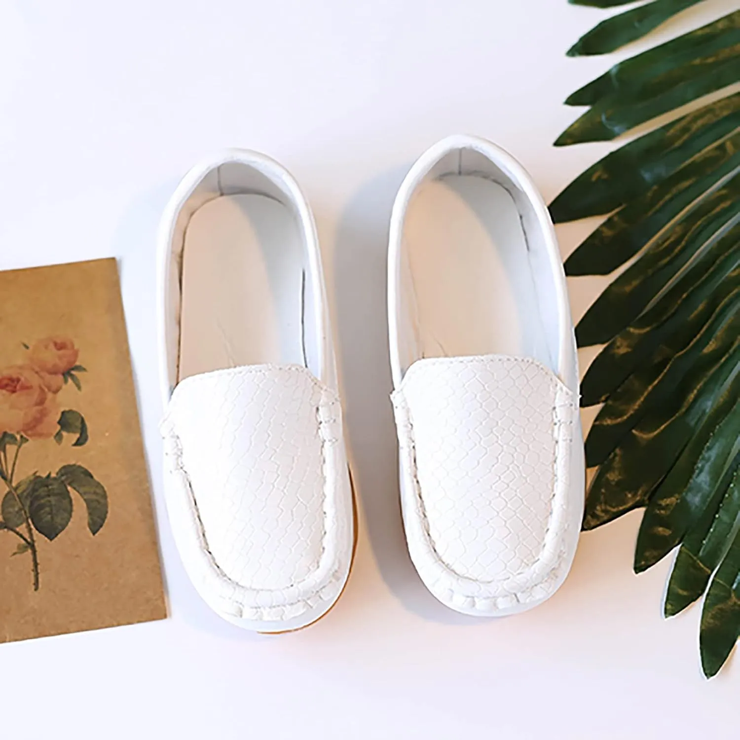Boys Girls Loafer Shoes Soft Synthetic Leather Slip On Moccasin Flat Boat Dress Shoes Toddler Infant Platform