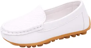 Boys Girls Loafer Shoes Soft Synthetic Leather Slip On Moccasin Flat Boat Dress Shoes Toddler Infant Platform
