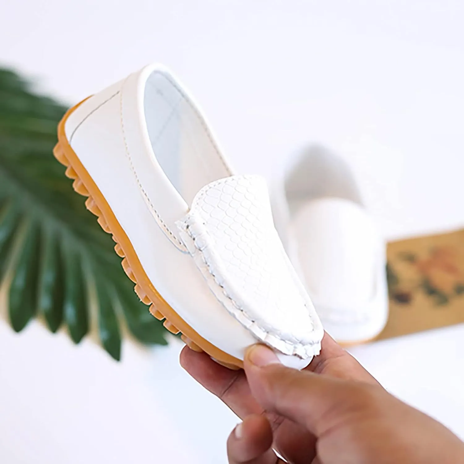 Boys Girls Loafer Shoes Soft Synthetic Leather Slip On Moccasin Flat Boat Dress Shoes Toddler Infant Platform