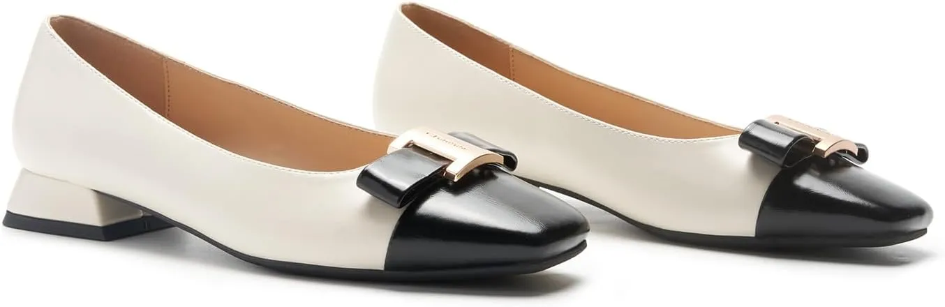 C.Paravano Women's Ballet Flats Shoes Square Toe Flats with Bowknot for Casual Work Office Party,for Women Dressy,Office Work Shoes,Wedding Guest Attire,Spring Dressy Footwear