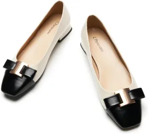 C.Paravano Women's Ballet Flats Shoes Square Toe Flats with Bowknot for Casual Work Office Party,for Women Dressy,Office Work Shoes,Wedding Guest Attire,Spring Dressy Footwear