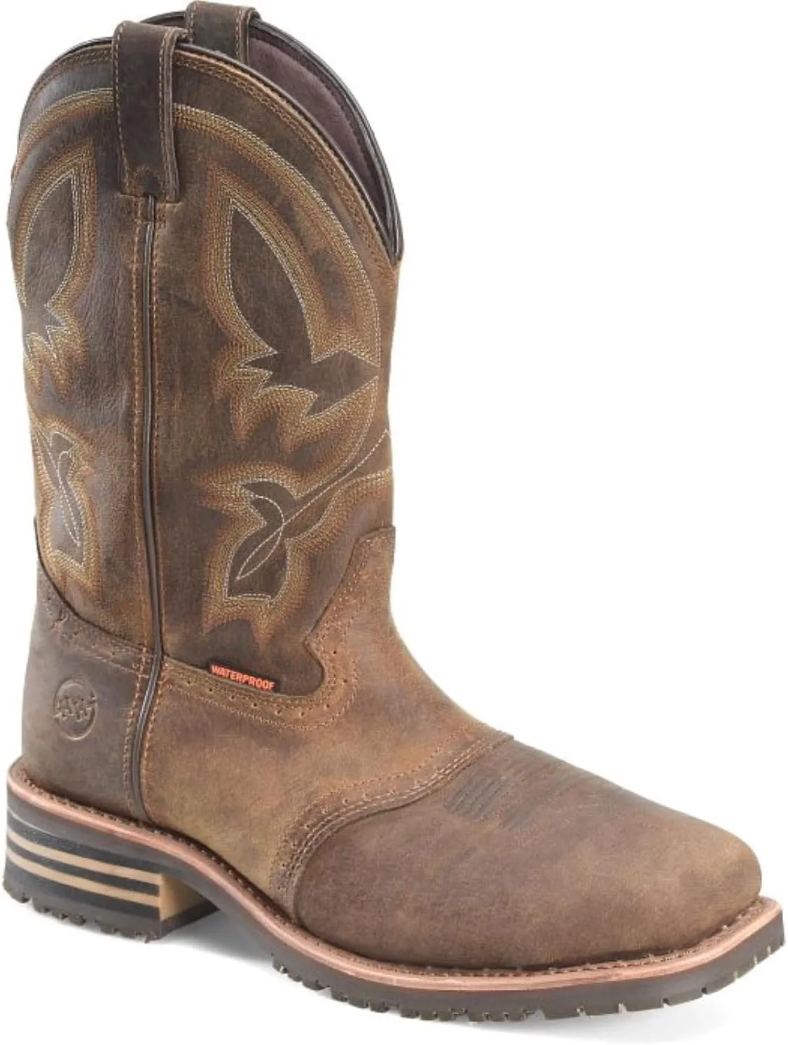 DOUBLE-H 11" Jeyden Waterproof Composite Toe Work Boots for Men - Wide Square Toe, with Oil- and Slip-Resistant I.C.E. Outsole, EH-Rated, Brown - 8.5 D
