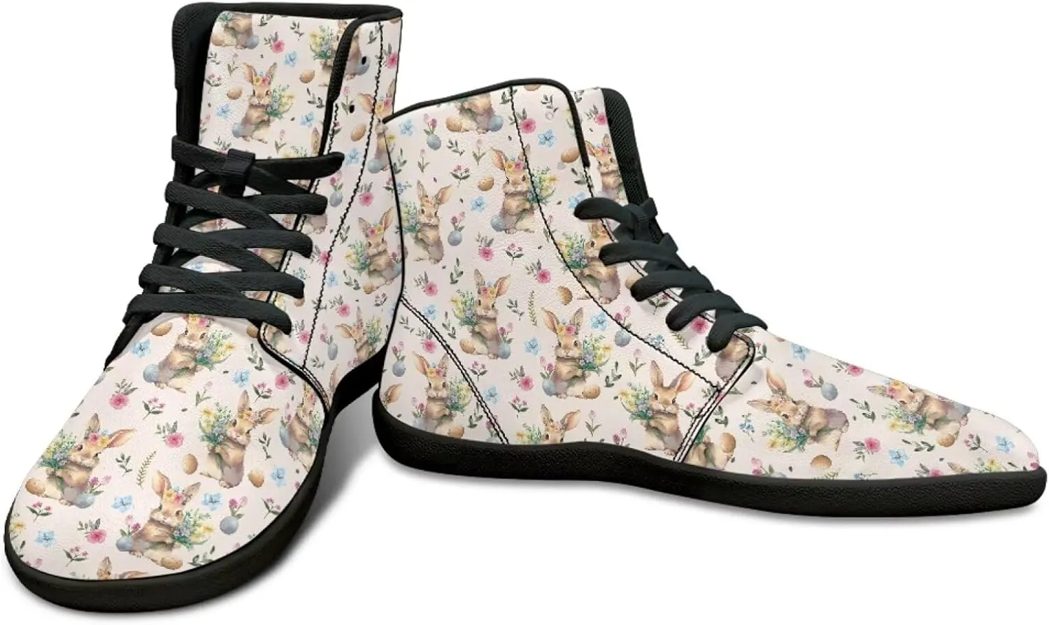 Easter Print High Top Barefoot Shoes - Non-Slip Running Shoes, Men Grounded Footwear, Casual Gym Shoes