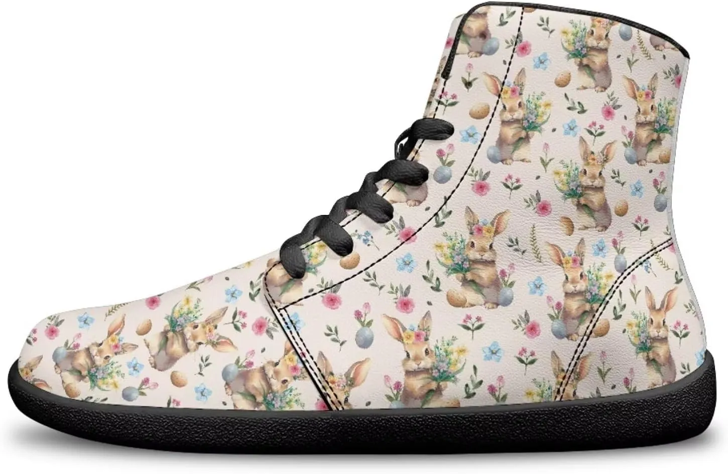 Easter Print High Top Barefoot Shoes - Non-Slip Running Shoes, Men Grounded Footwear, Casual Gym Shoes