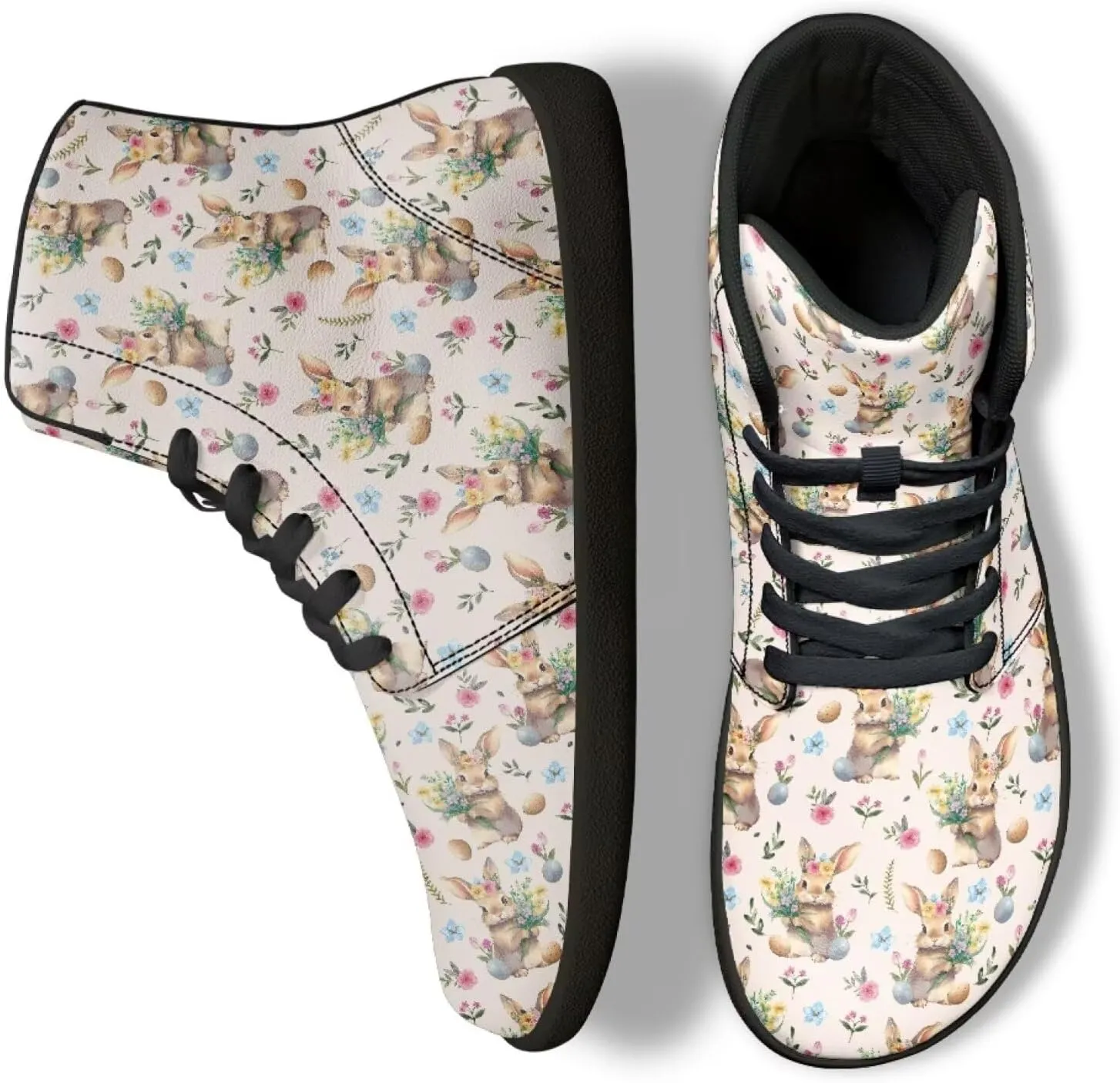 Easter Print High Top Barefoot Shoes - Non-Slip Running Shoes, Men Grounded Footwear, Casual Gym Shoes