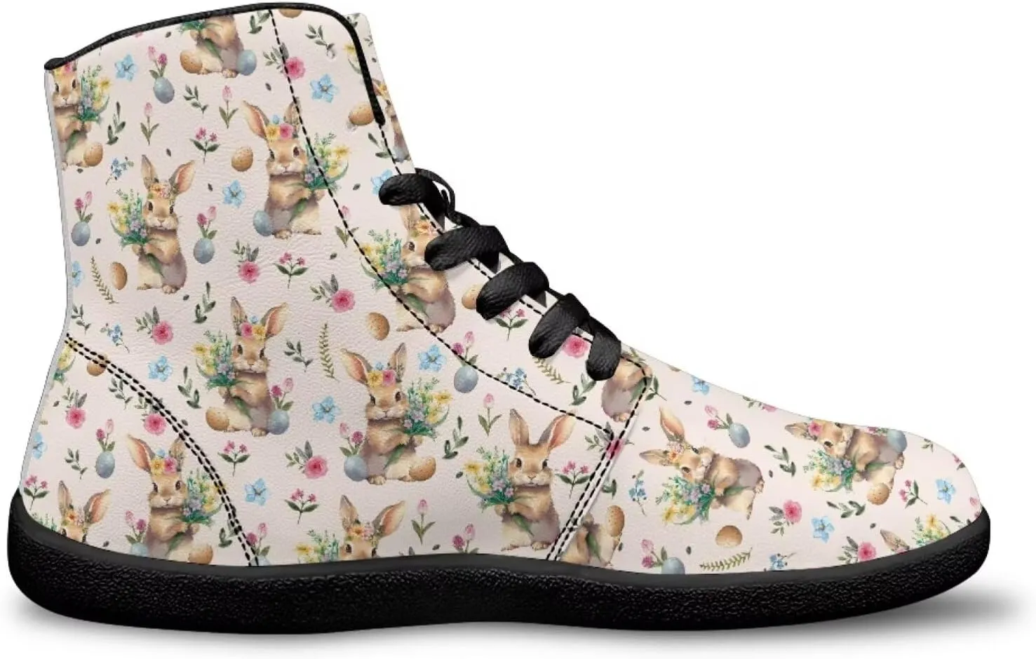 Easter Print High Top Barefoot Shoes - Non-Slip Running Shoes, Men Grounded Footwear, Casual Gym Shoes
