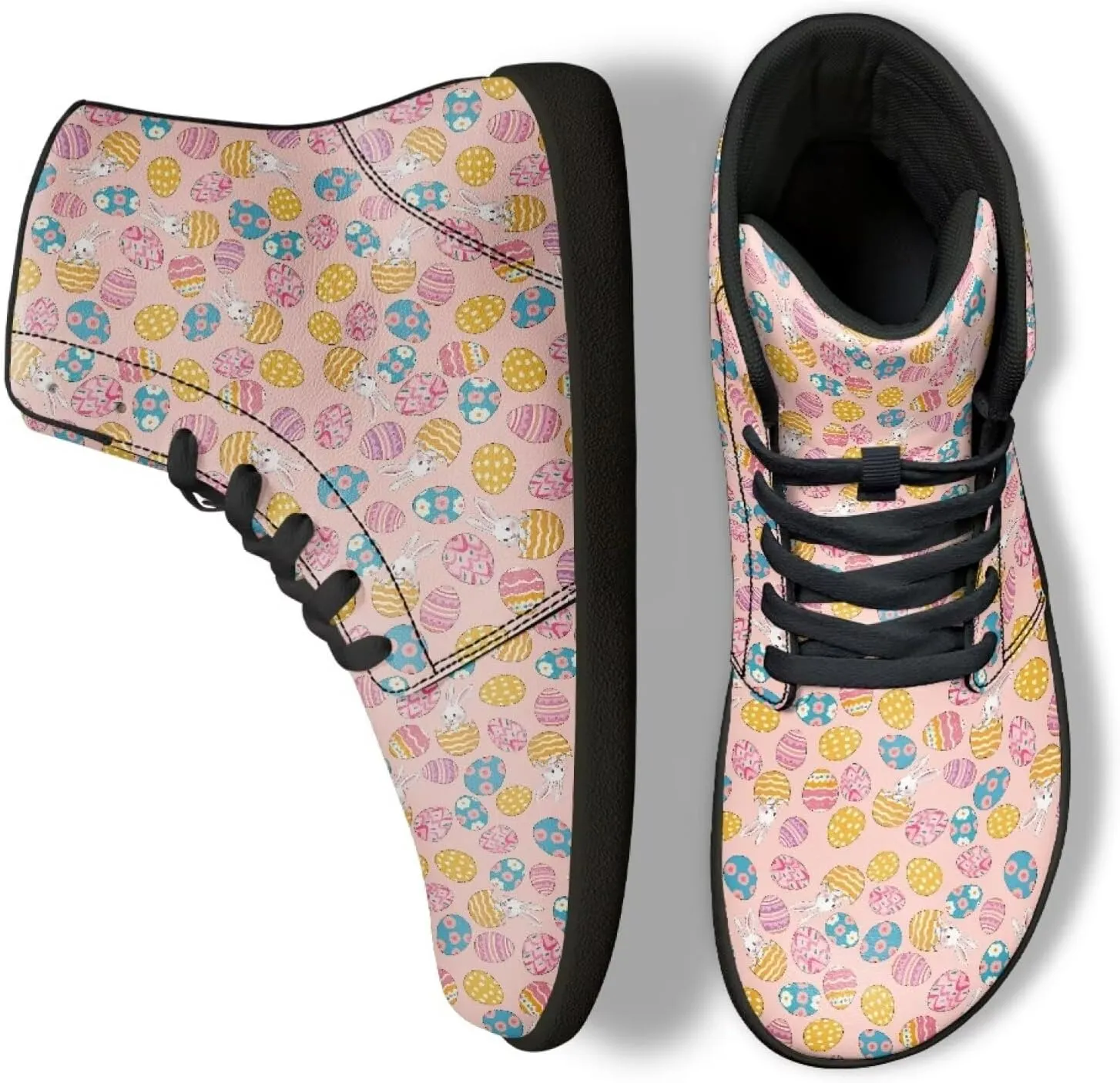 Easter Print High Top Barefoot Shoes - Non-Slip Running Shoes, Men Grounded Footwear, Casual Gym Shoes