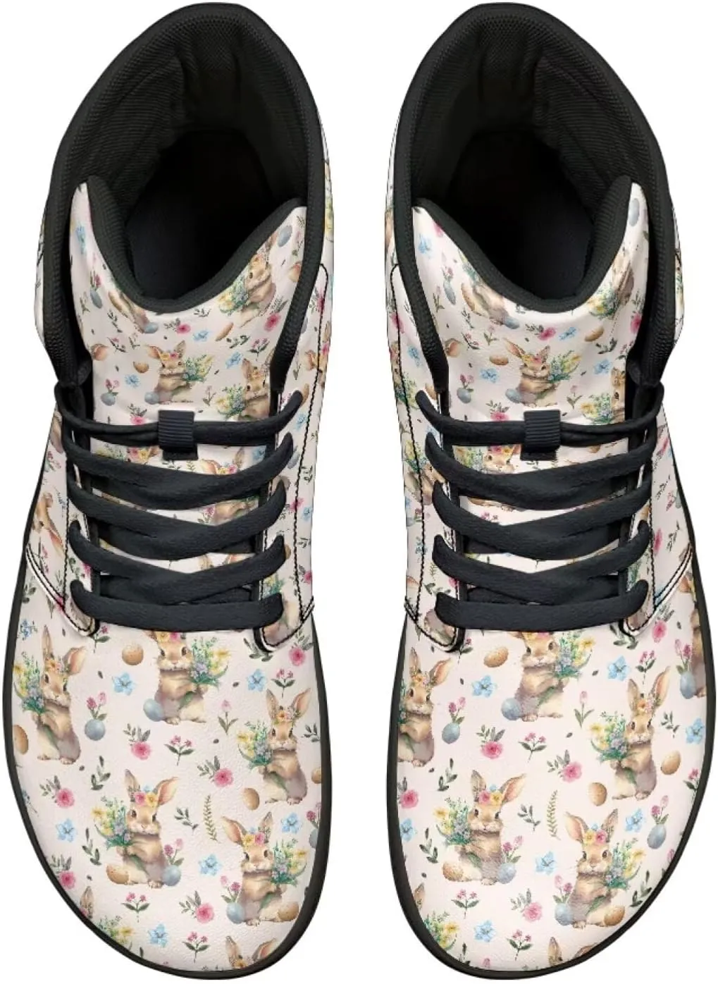 Easter Print High Top Barefoot Shoes - Non-Slip Running Shoes, Men Grounded Footwear, Casual Gym Shoes