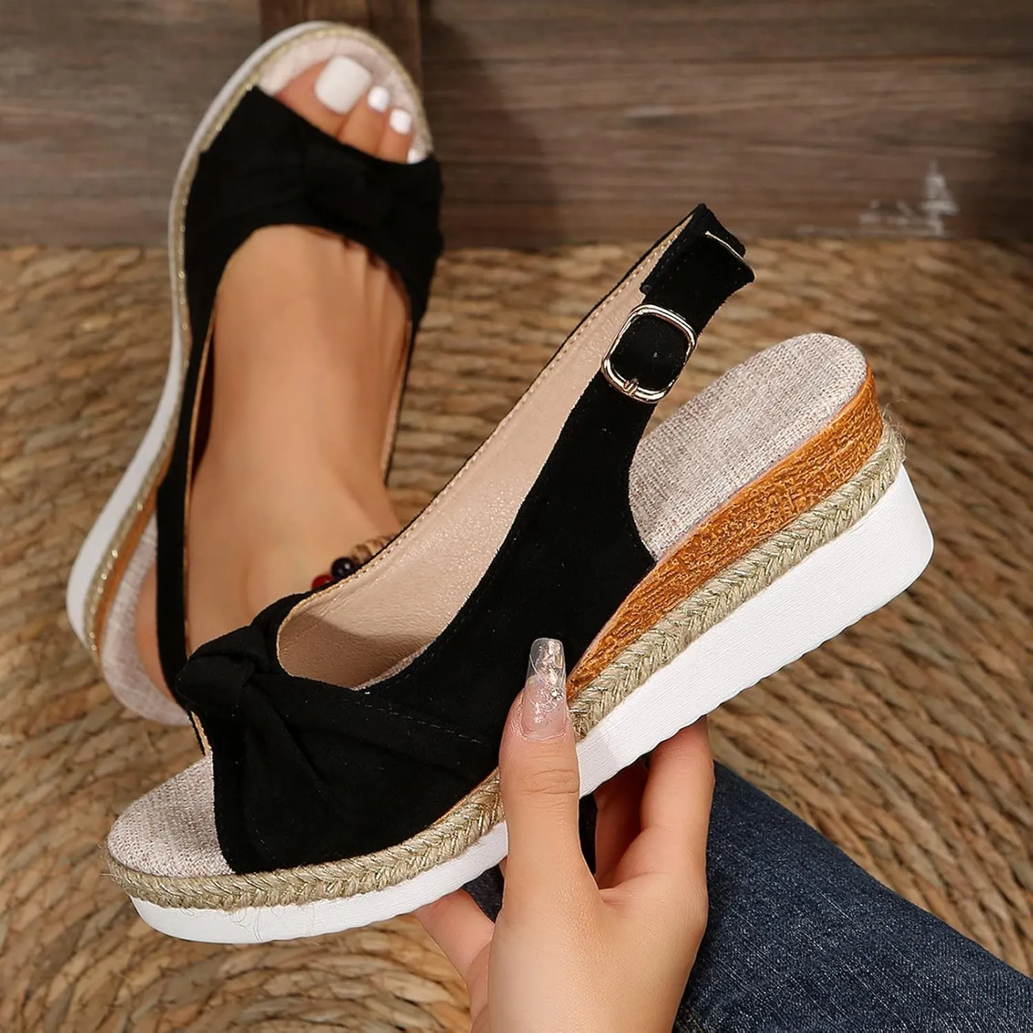 Eduavar Sandals for Women 2025 Strappy Dress Pumps Buckle Open Round Toe Slingback Dating Comfort Low Heel Heeled Sandals