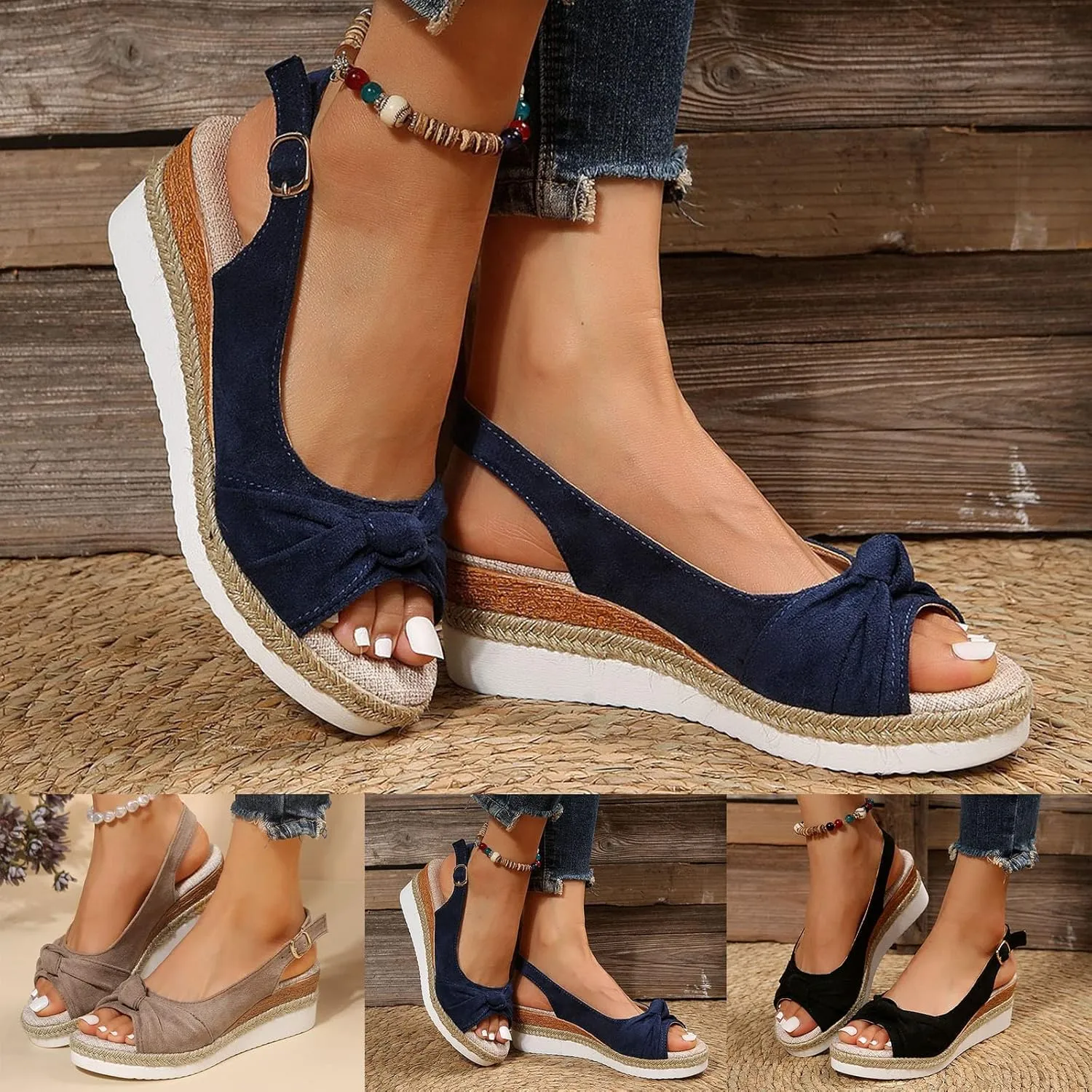 Eduavar Sandals for Women 2025 Strappy Dress Pumps Buckle Open Round Toe Slingback Dating Comfort Low Heel Heeled Sandals