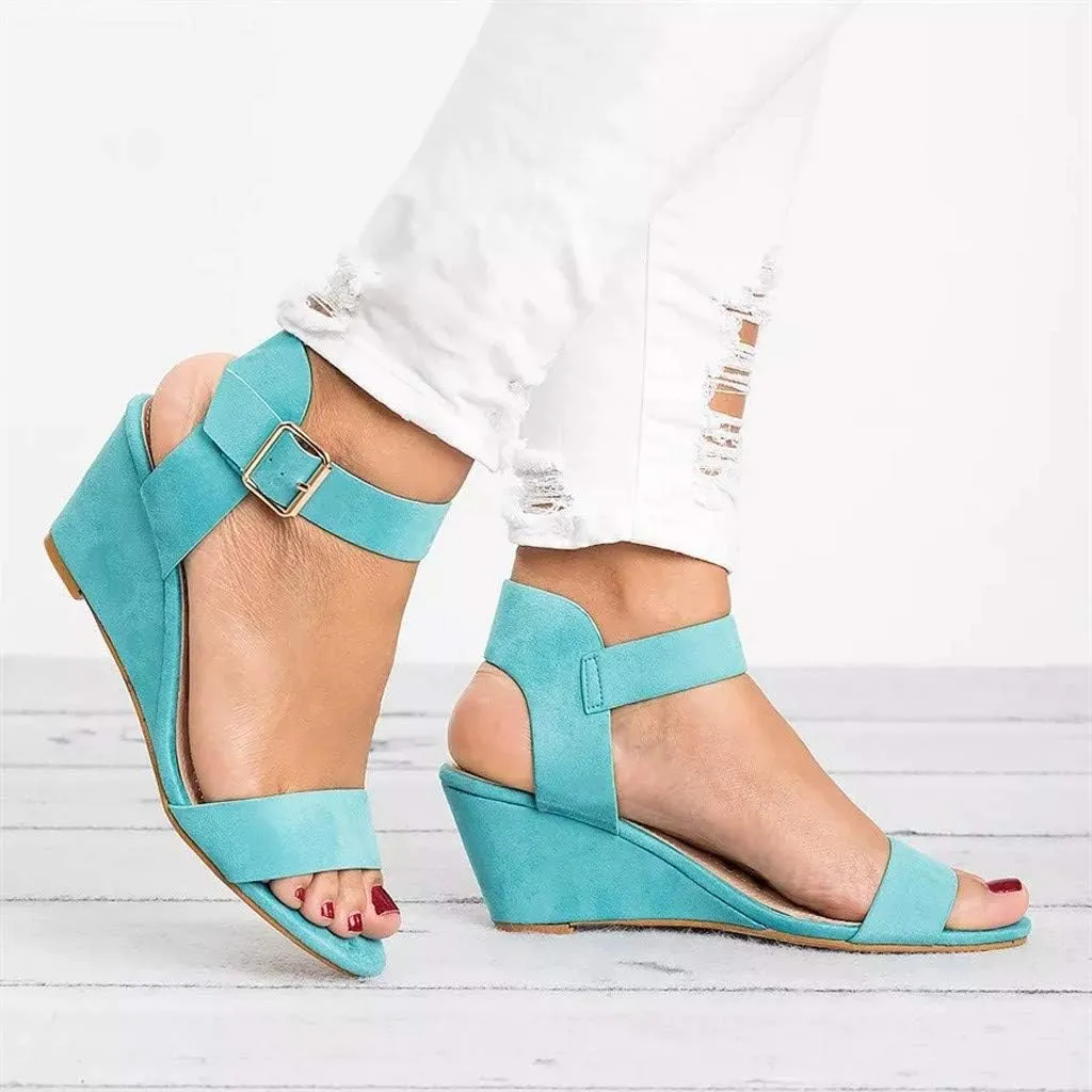 Eduavar Womens Wedge Sandals, Summer Sandals for Women 2023 Open Toe Ankle Strap Wedge Sandals Summer Dress Shoes