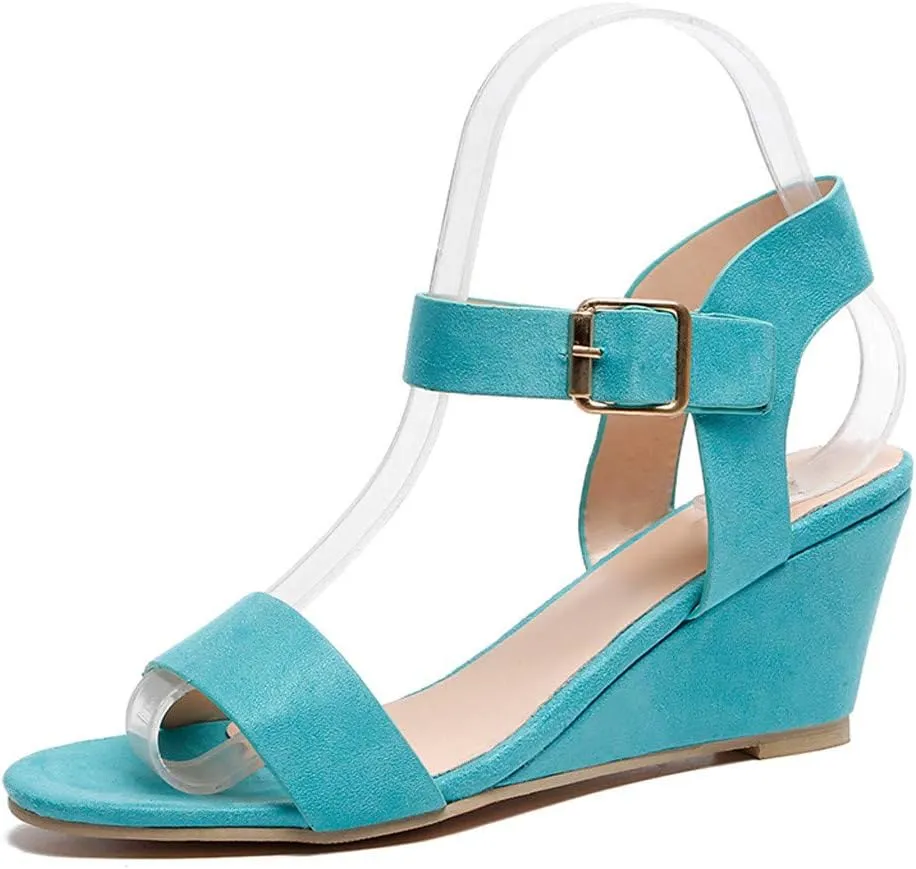 Eduavar Womens Wedge Sandals, Summer Sandals for Women 2023 Open Toe Ankle Strap Wedge Sandals Summer Dress Shoes