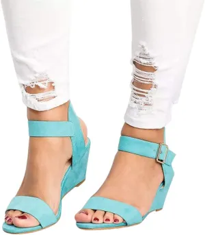 Eduavar Womens Wedge Sandals, Summer Sandals for Women 2023 Open Toe Ankle Strap Wedge Sandals Summer Dress Shoes
