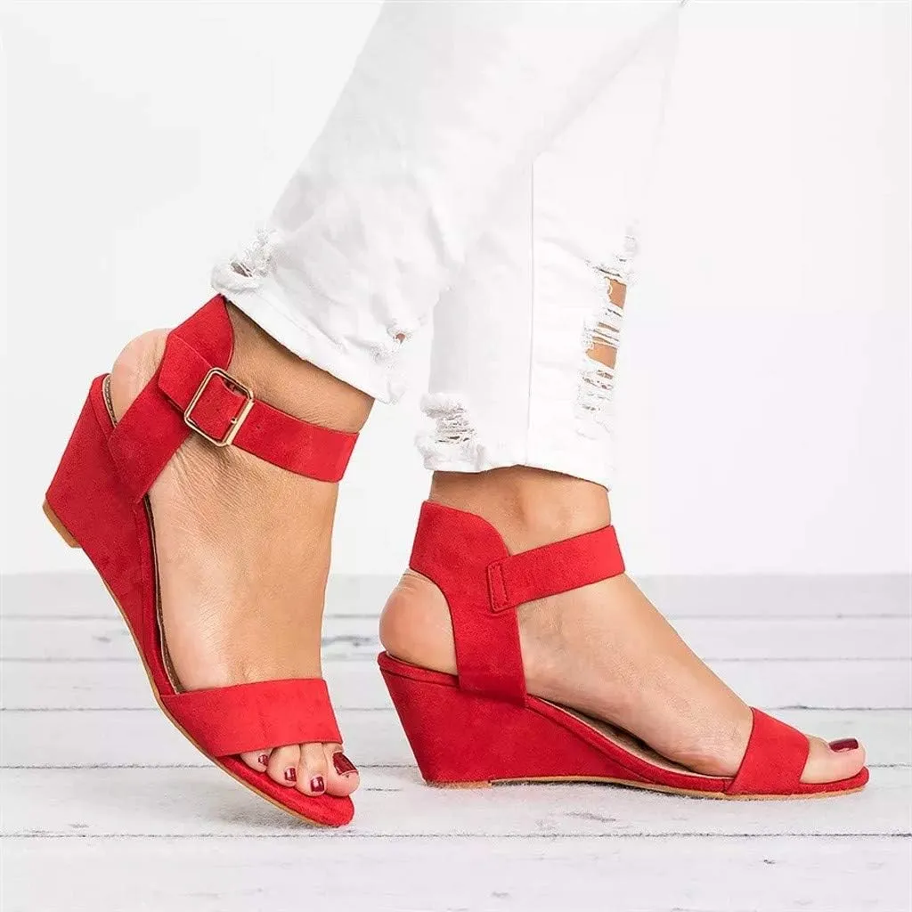 Eduavar Womens Wedge Sandals, Summer Sandals for Women 2023 Open Toe Ankle Strap Wedge Sandals Summer Dress Shoes