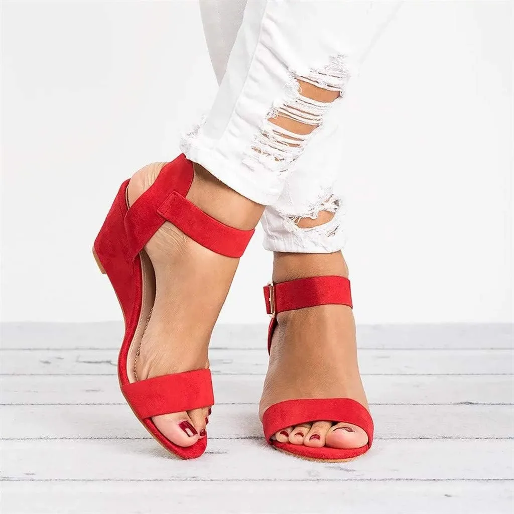 Eduavar Womens Wedge Sandals, Summer Sandals for Women 2023 Open Toe Ankle Strap Wedge Sandals Summer Dress Shoes