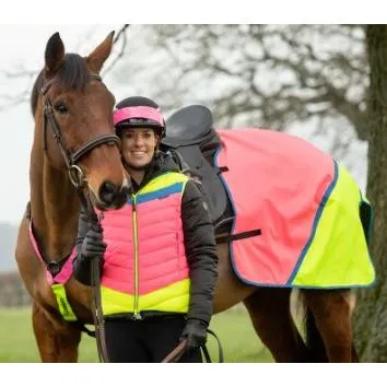 Equisafety Multi Coloured Waterproof Hi Viz Horse Sheet - Yellow / Orange
