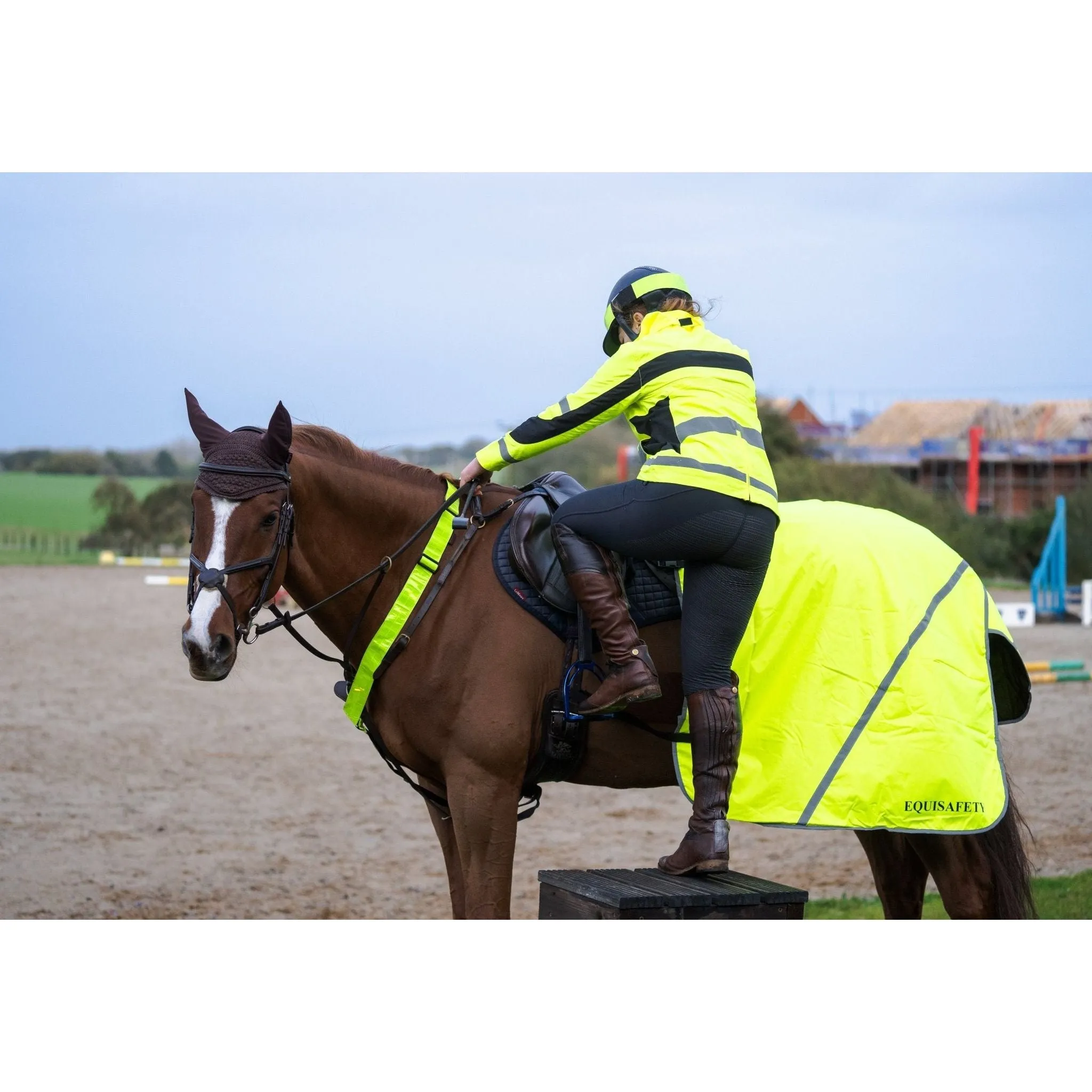 Equisafety Multi Coloured Waterproof Hi Viz Horse Sheet - Yellow / Orange