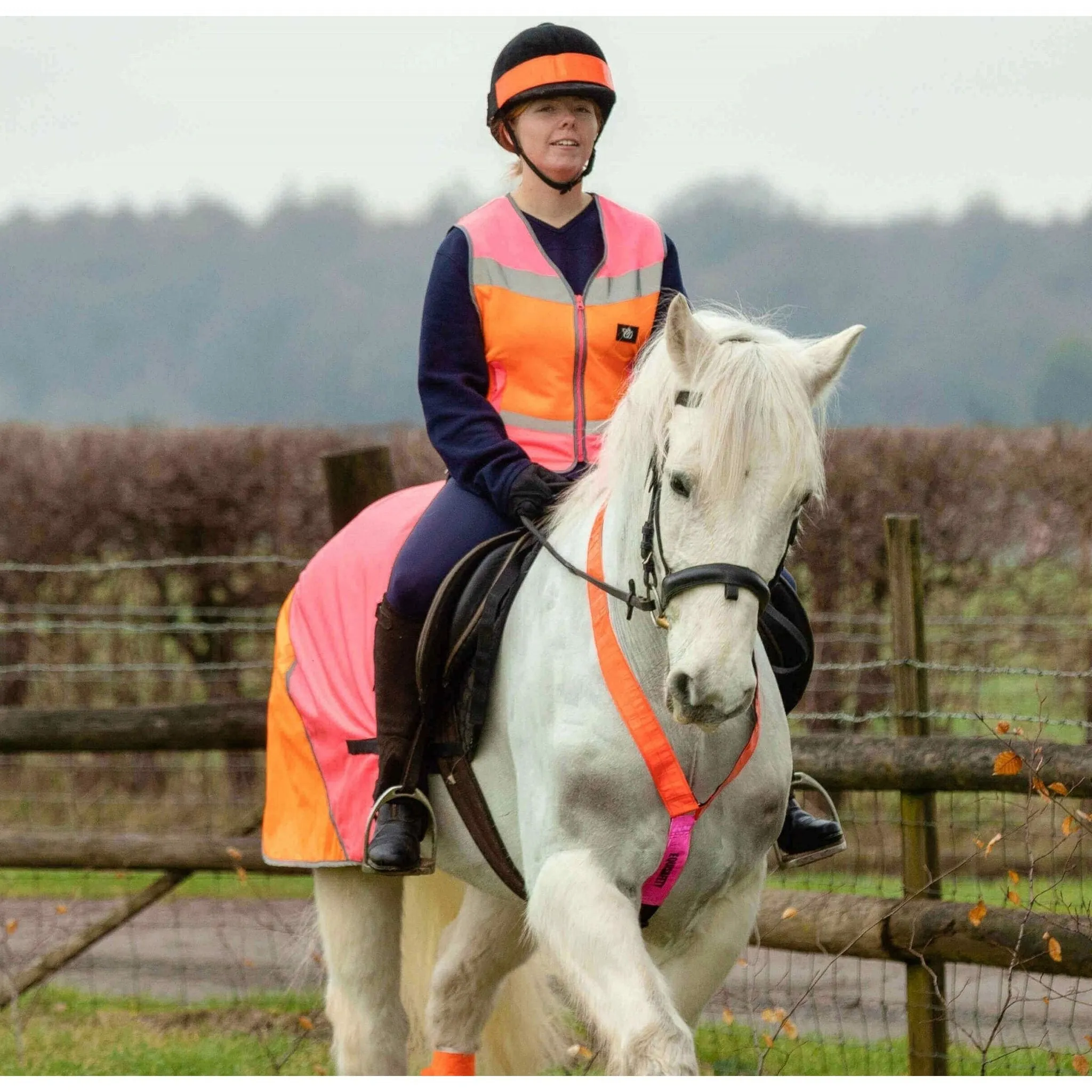 Equisafety Multi Coloured Waterproof Hi Viz Horse Sheet - Yellow / Orange
