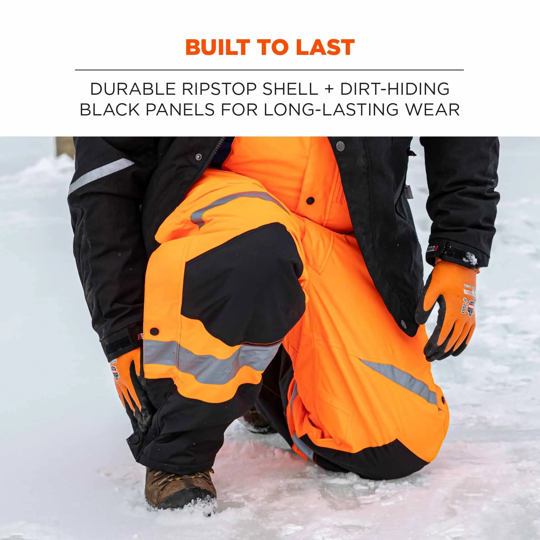 Ergodyne 25637 8928 3XL Orange Class E Hi-Vis Insulated Bibs