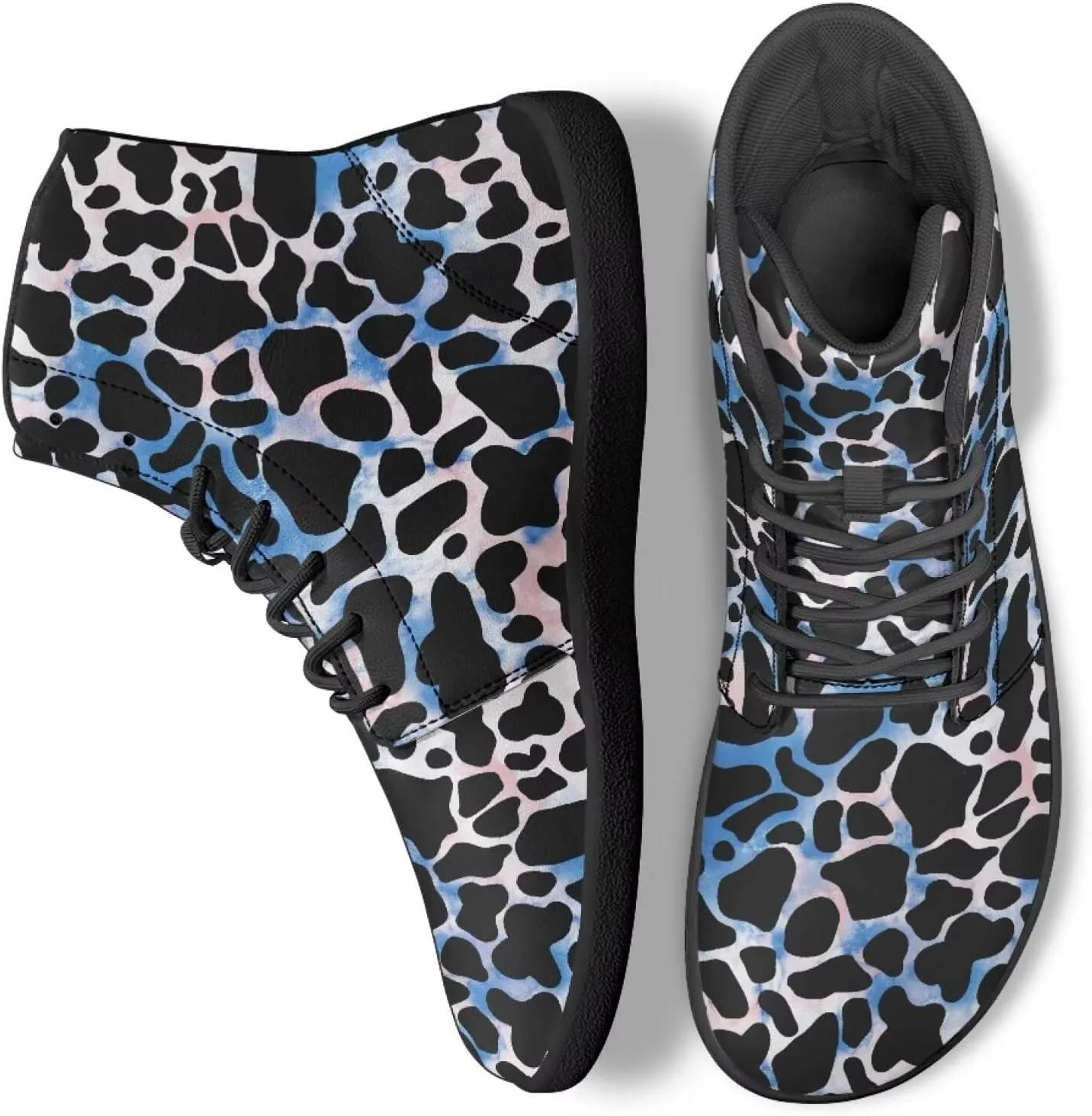 High Top Animal Print Barefoot Running Shoes for Men Grounded Footwear Wide Toe Box Gym Shoes Casual Mens Shoes