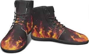 High Top Lightning Flame Pattern Zero-Drop Barefoot Shoes PU Leather Running Shoes Grounding Shoes for Men