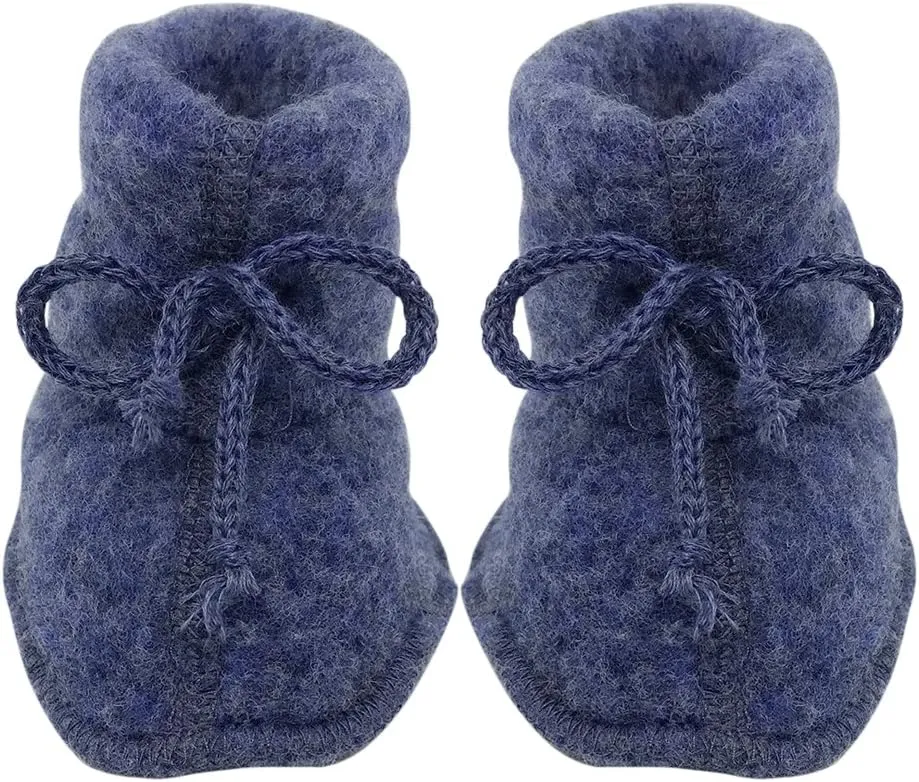 Infant Baby Warm Booties Socks with Ties, Organic Merino Wool Fleece