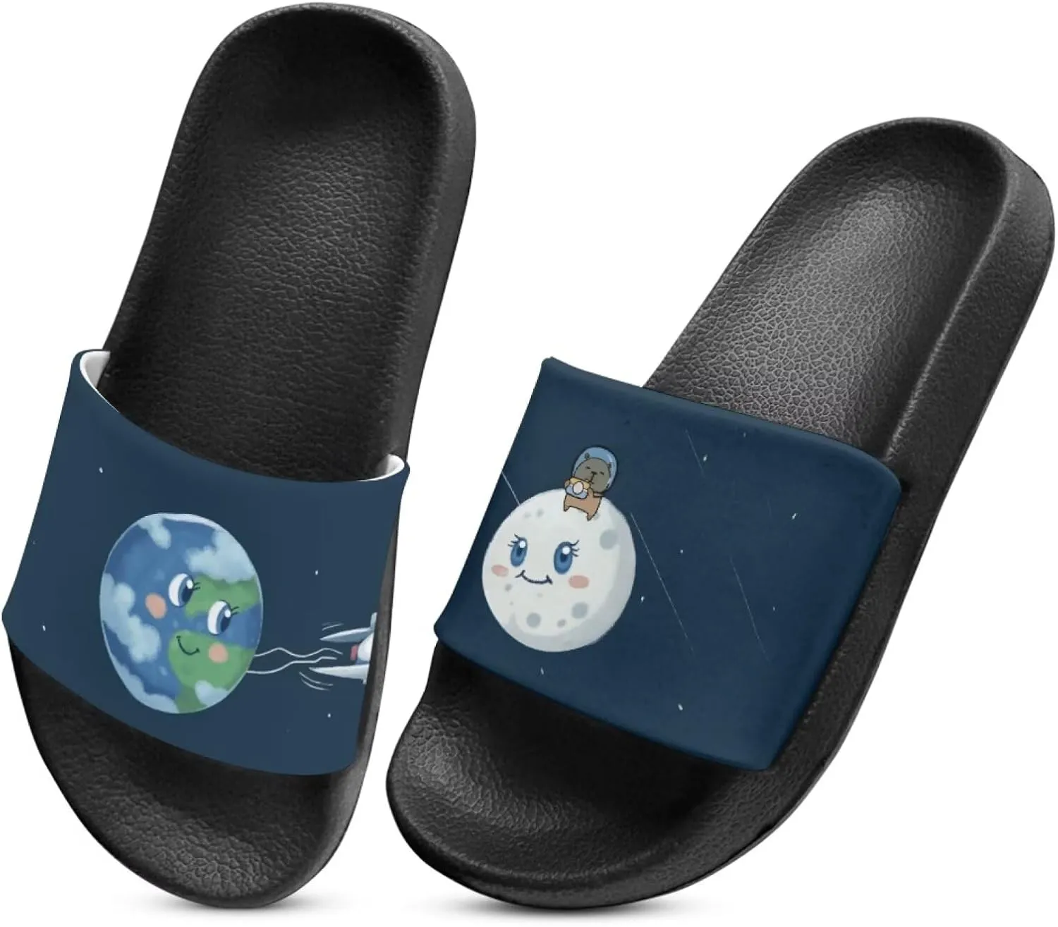 Jeiento Kids Slides Slip On Beach Sandals Anti Skid Sole Comfy Youth Boy Girl Pool Shoes Cute Cartoon Slippers for Indoor Outdoor