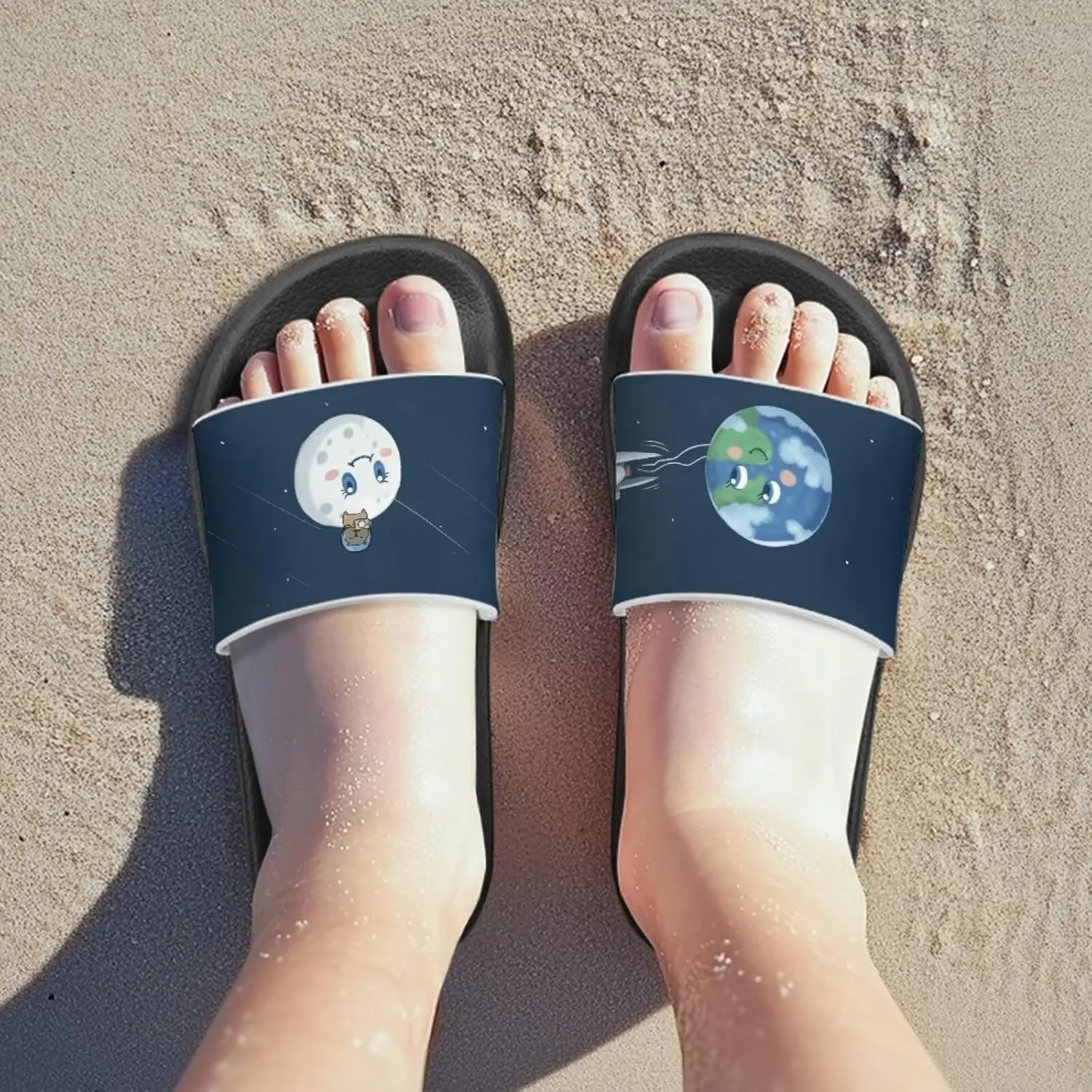 Jeiento Kids Slides Slip On Beach Sandals Anti Skid Sole Comfy Youth Boy Girl Pool Shoes Cute Cartoon Slippers for Indoor Outdoor