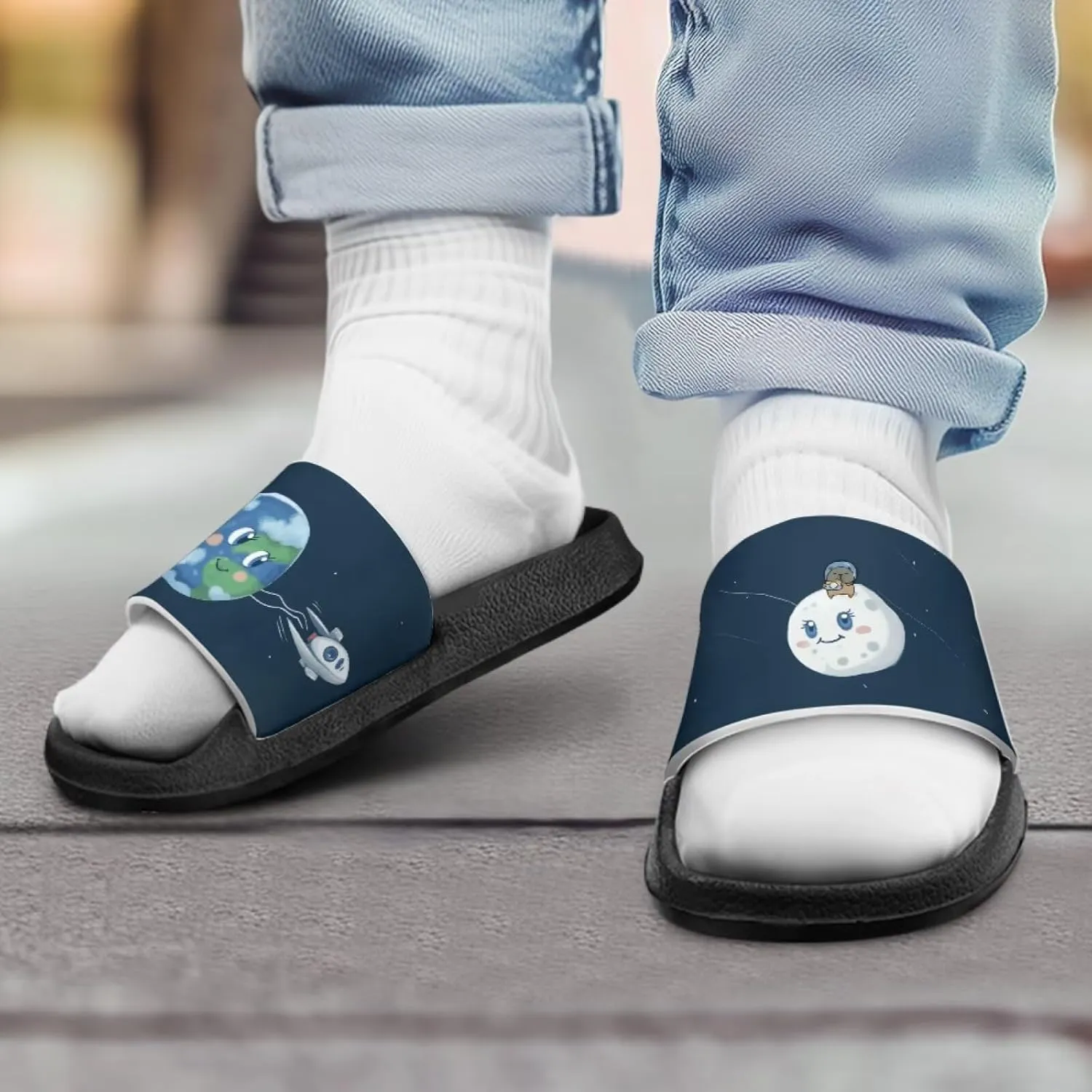 Jeiento Kids Slides Slip On Beach Sandals Anti Skid Sole Comfy Youth Boy Girl Pool Shoes Cute Cartoon Slippers for Indoor Outdoor