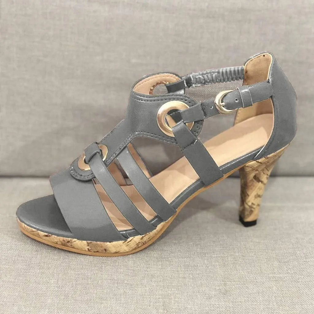 JITUUE womens shoes high heel sandals for women Ladies Elegant Buckle Strap Ankle Peep Toe Sandals Roman Shoes