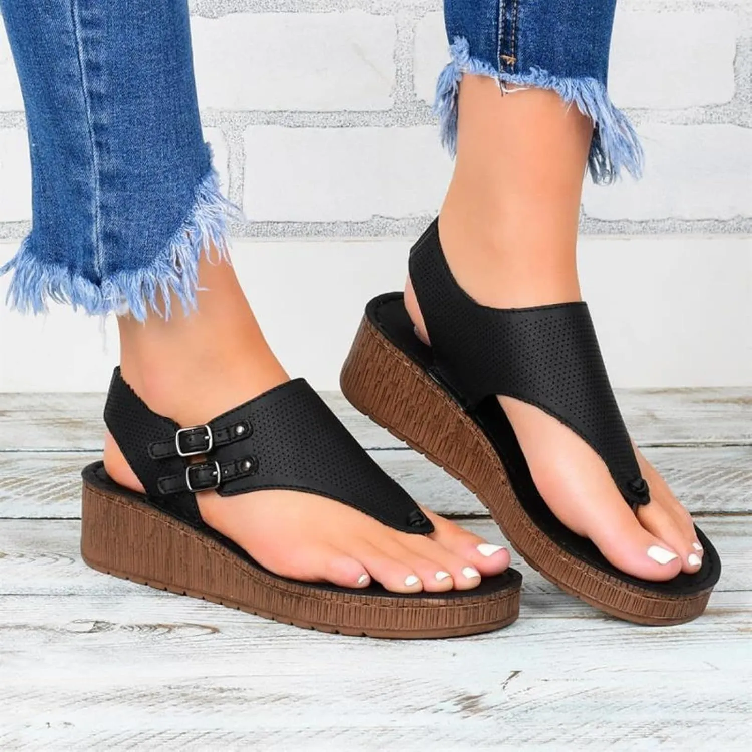 Ladmiple Sandals for Women 2023 Fashion Ankle Strap Flip Flop Sandal Casual Beach Clip Toe Slipppers Shoes Dressy Summer