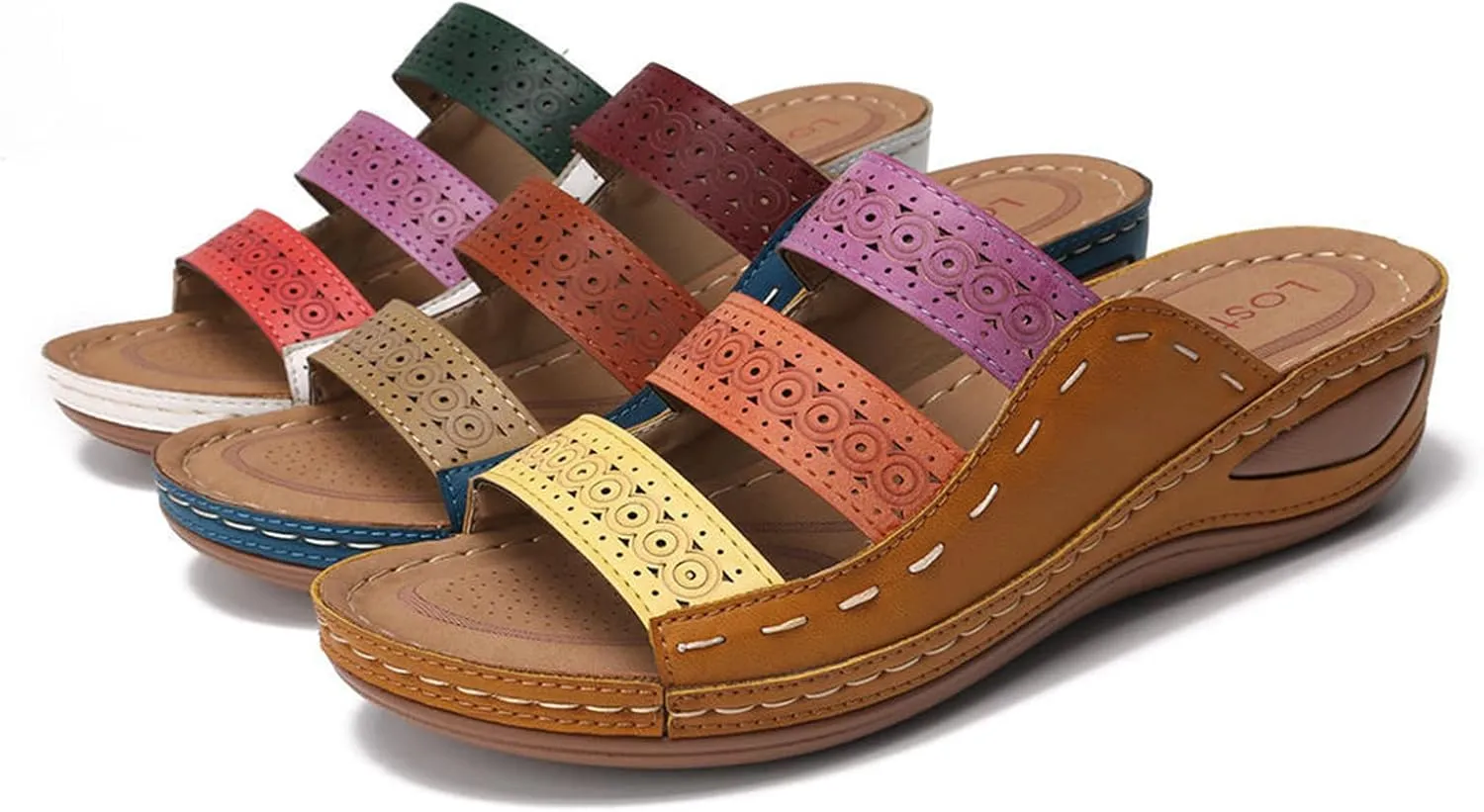 Ladmiple Sandals for Women Casual Summer 2023 Comfy Orthopedic Sandals with Arch Support Slippers Roman Open Toe Shoes