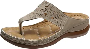 Ladmiple Sandals for Women Casual Summer Orthopedic Sandal with Arch Support Beach Travel Roman Open Toe Flip Flop Shoes